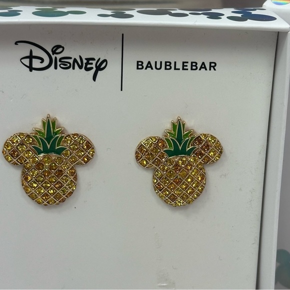 NWT BaubleBar Disney Mickey Mouse stud earrings pineapple tropical lilo & stitch - Picture 2 of 5